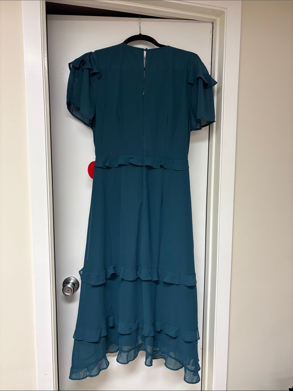 Embroidered Teal High-Low Ruffle Dress - Picture 2 of 2